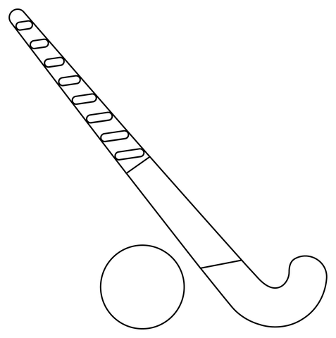 Field Hockey Stick And Ball Coloring Page